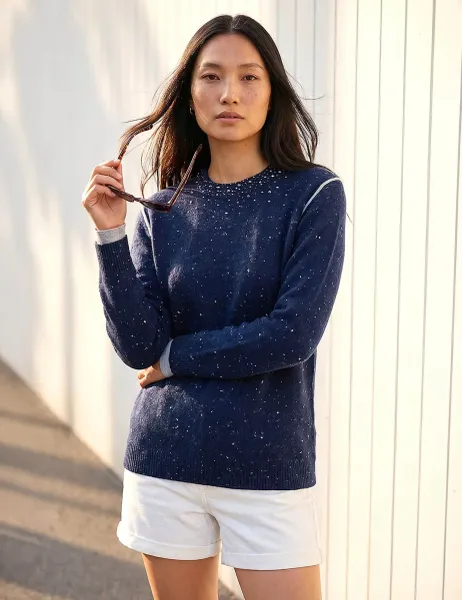 Roman Embellished Crew Neck Jumper Navy Mix