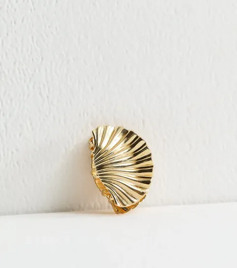 Gold Tone Shell Hair Claw Clip