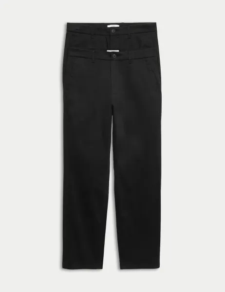 Marks & Spencer 2 Pack Regular Fit Stretch Chinos Black