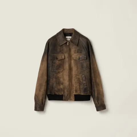 Waxed suede leather jacket