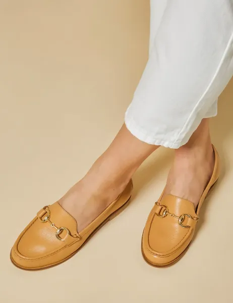 Jones Bootmaker Leather Trim Slip On Loafers Camel