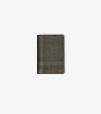City Check Folding Card Case in Dark brown