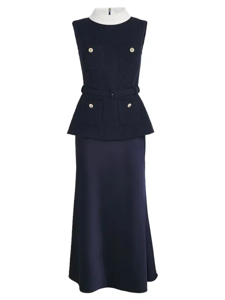 Boucle Dress Navy