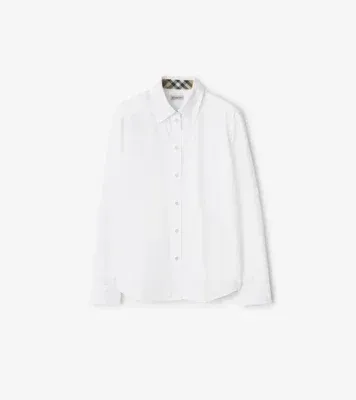 Regular Fit Cotton Poplin Shirt in White