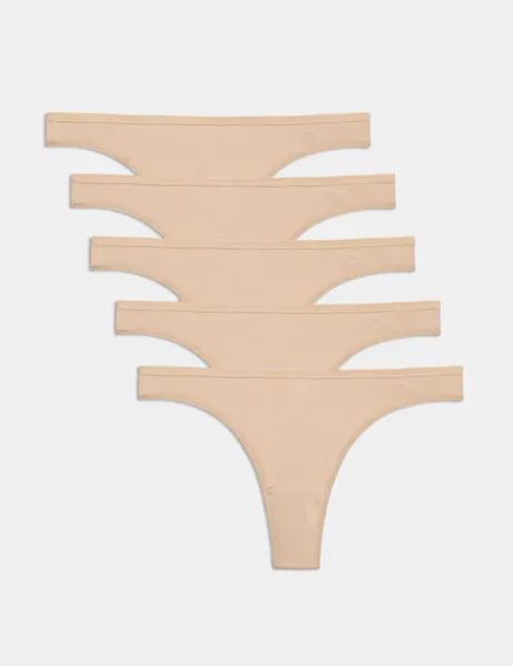 Marks & Spencer 5 Pack Cotton Modal Thongs Rose Quartz