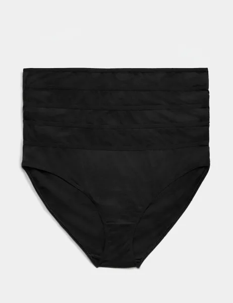 Marks & Spencer 5pk Pure Cotton Bikini Knickers Black