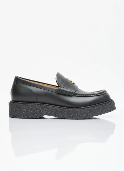 Logo Plaque Leather Loafers