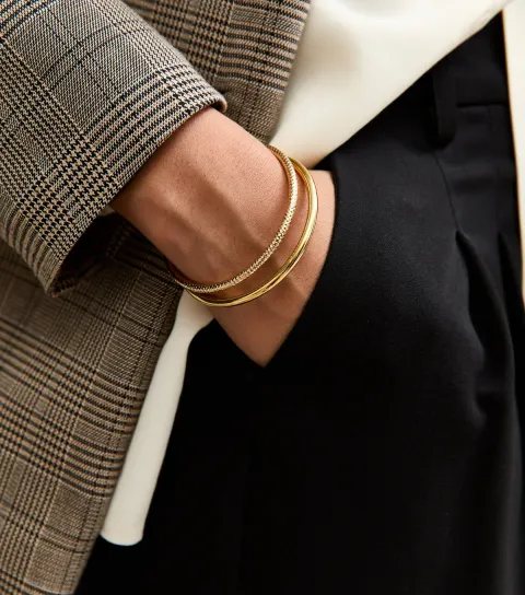 Pack of 2 Gold Tone Skinny Cuff Bracelets