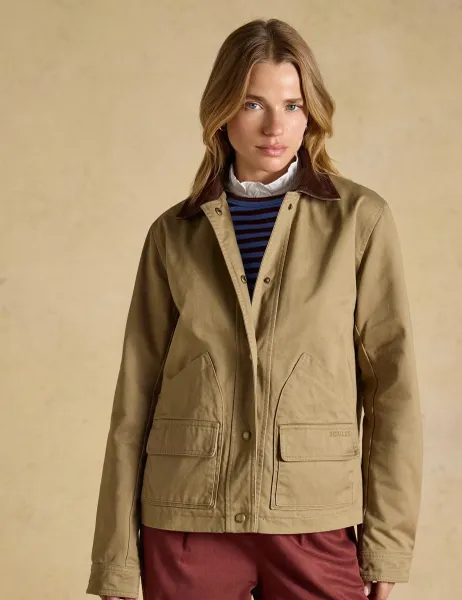 Joules Pure Cotton Embroidered Utility Jacket Tan