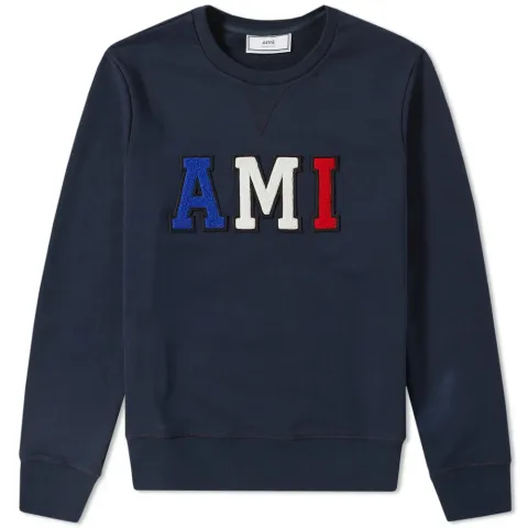 AMI Tricolour Collegiate Logo Crew Sweat