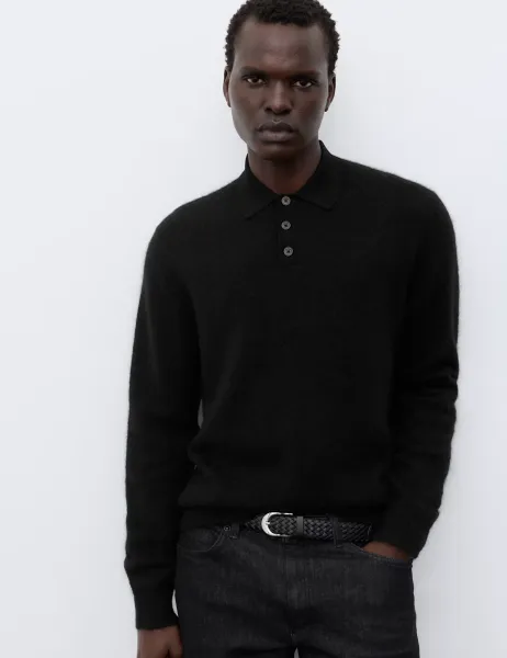 Autograph Merino Wool Blend Knitted Polo Shirt