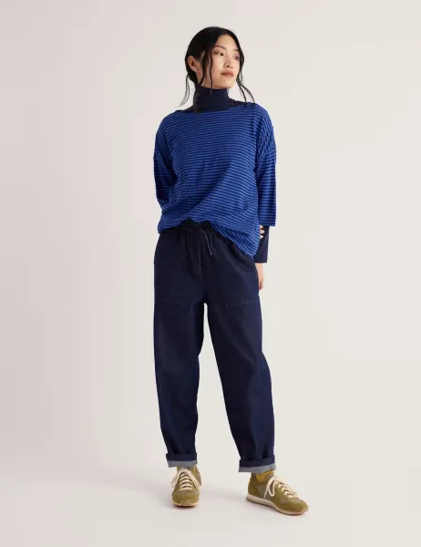 Seasalt Cornwall Pure Cotton Striped Relaxed T-Shirt Blue Mix
