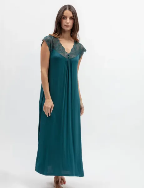 Cyberjammies Modal Rich Jersey Lace Trim Nightdress Teal