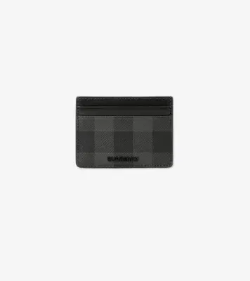 Check Card Case in Charcoal - Men, Canvas