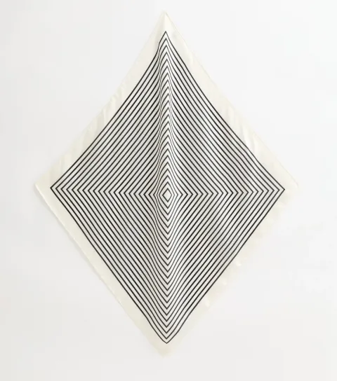 White Geometric Striped Headscarf