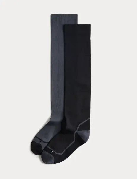 Marks & Spencer 2 Pack Light Compression Socks Black Mix