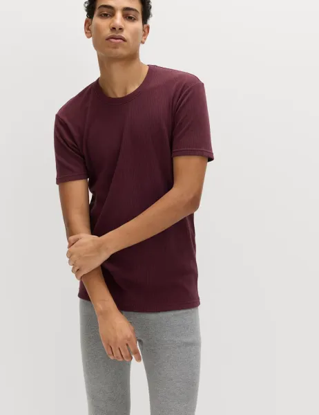 Marks & Spencer Heatgen Medium Thermal Short Sleeve Top Burgundy