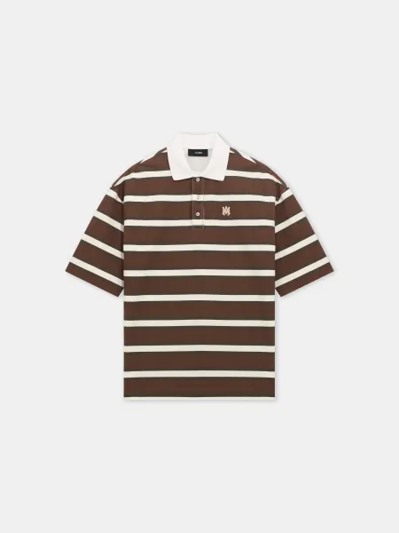MA STRIPED OVERSIZED POLO - Tobacco