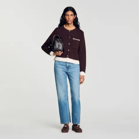 Cardigan with contrast lace