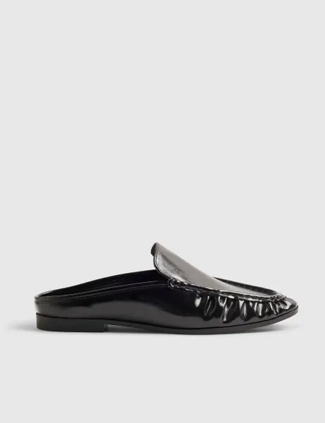 River Island Backless Slip On Flat Loafers Black