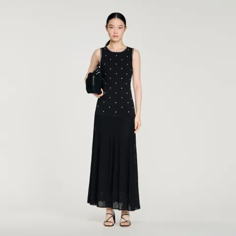 Rhinestone flower print maxi dress