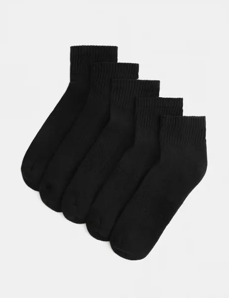 Goodmove 5pk Cotton Rich Cushioned Anklets Black