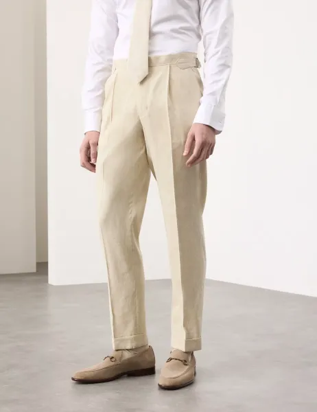 Autograph Tailored Fit Italian Performance Linen Blend Suit Trousers Stone