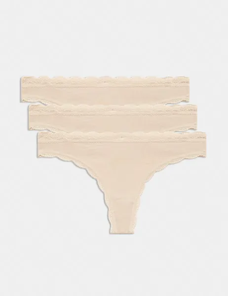 Marks & Spencer 3pk Cotton Rich Thongs Opaline
