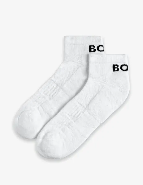 Boss 2 Pack Cotton Rich Cushioned Trainer Socks White