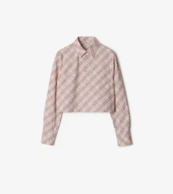 Cropped Check Cotton Shirt in Floss pink
