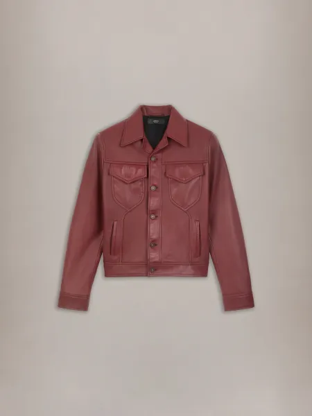 VINTAGE CUT LEATHER JACKET - Brick