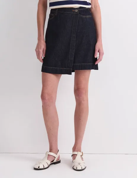 Sportscraft Denim Mini Wrap Skirt Navy
