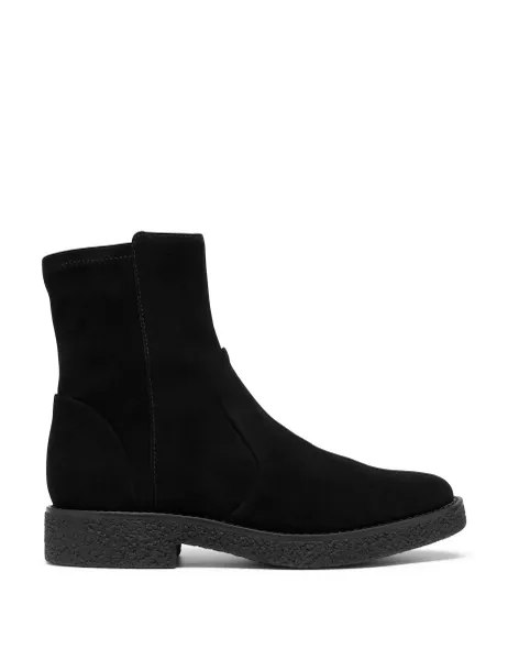 Clarks Suede Block Heel Round Toe Ankle Boots Black