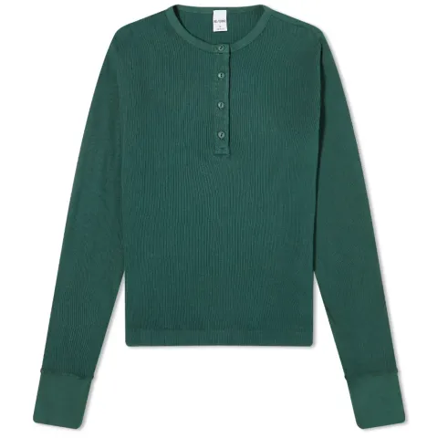 Long Sleeve 60s Ribbed Henley T-Shirt