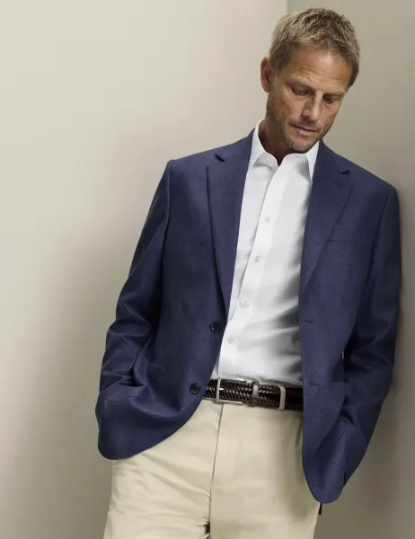 Charles Tyrwhitt Slim Fit Wool Rich Jacket With Silk Indigo