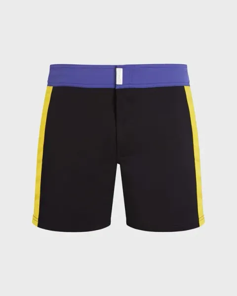 Vilebrequin Men Stretch Swim Shorts Flat Belt Color Block