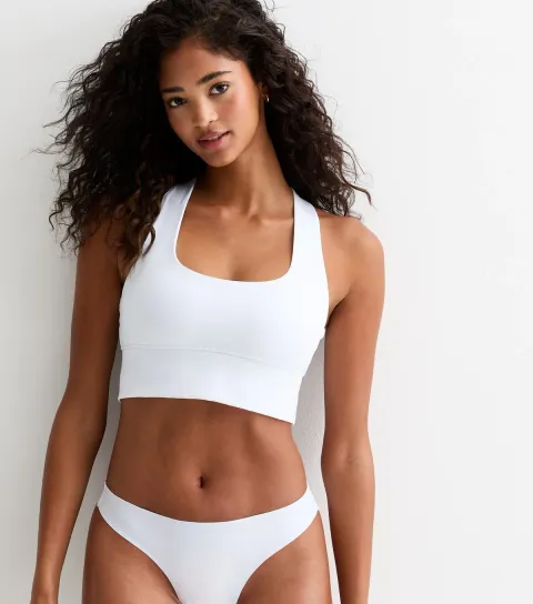 Women's White Cross Back Crop Bralette