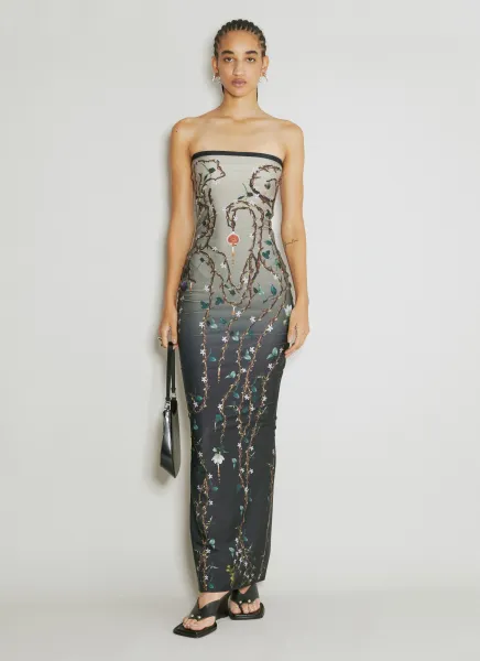 Fig Tree Print Maxi Dress