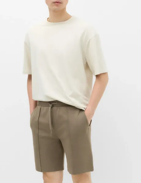 Marks & Spencer Cotton Rich Ultimate Mid Length Shorts Mocha