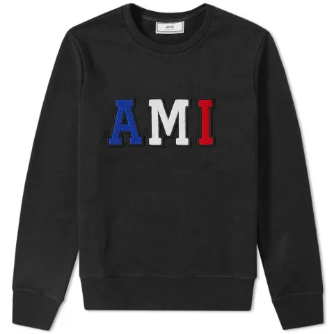 AMI Tricolour Collegiate Logo Crew Sweat