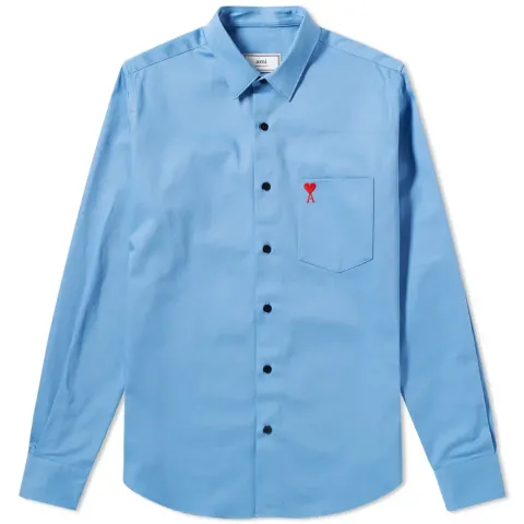 AMI Piece Dyed Heart Gabardine Shirt