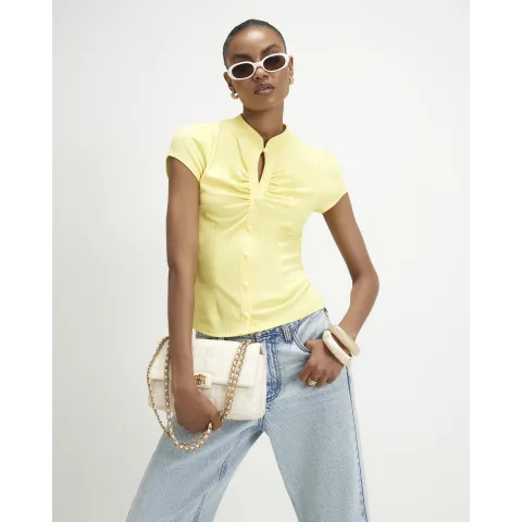 River Island Keyhole Button Front Top