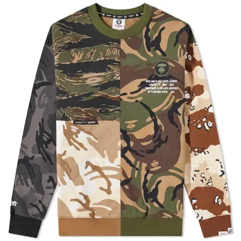 AAPE Camo Panel Crew Neck Sweat