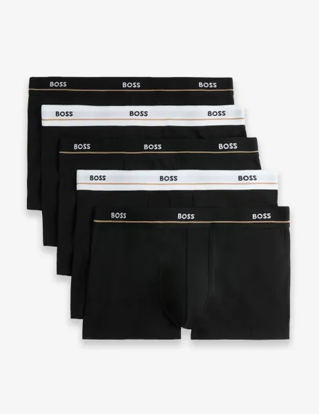 Boss 5 Pack Cotton Rich Trunks Black
