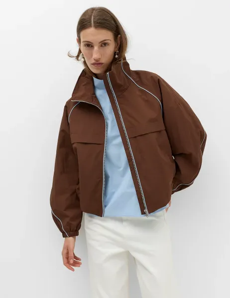 Marks & Spencer Contrast Piped Funnel Neck Windbreaker Jacket