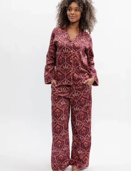 Cyberjammies Fable and Eve Cotton Modal Geometric Wide Leg Pyjama Set Pink Mix