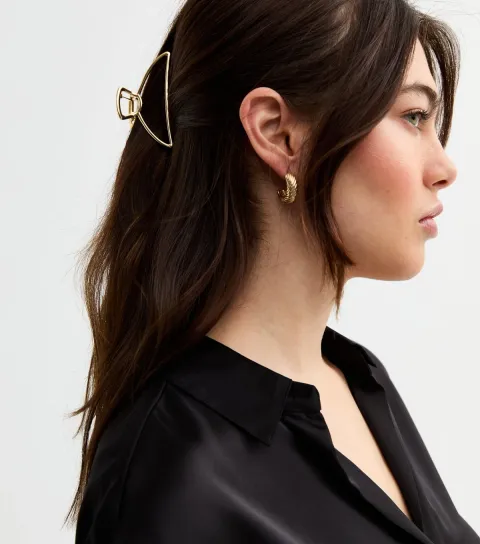 Gold Tone Curved Cut Out Hair Clip