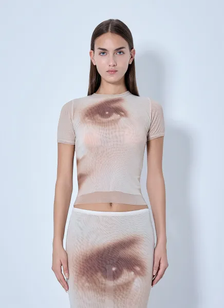 Jean Paul Gaultier Mesh Face-Print Baby T-Shirt