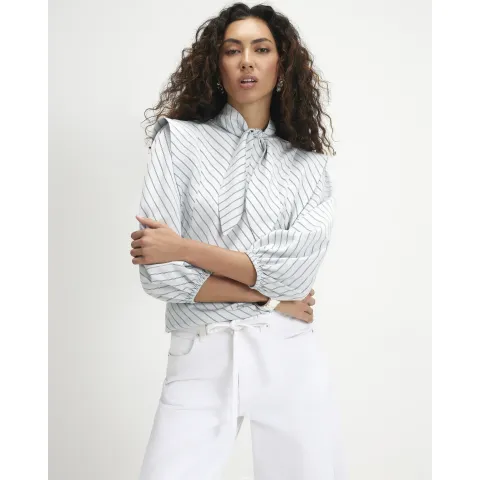 River Island Stripe Neckerchief Long Sleeve Blouse