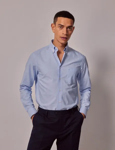 Hawes & Curtis Pure Cotton Oxford Shirt Light Blue